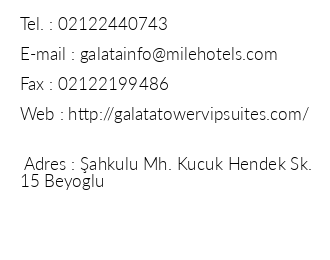 Galata Tower Vip Apartment Suites iletiim bilgileri